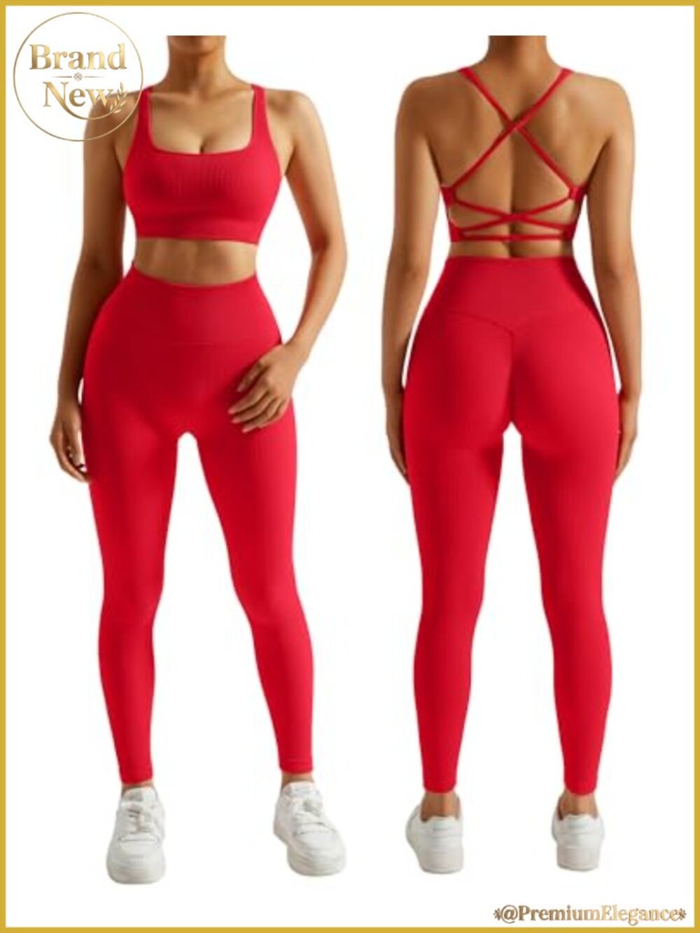 RXRXCOCO Ribbed Seamless Workout Set Sports Bra Leggings Yoga Gym Activewear
